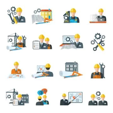 Engineer icon flat Stock Illustration
