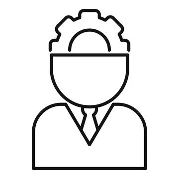 Engineer icon with gear and hard hat Stock Illustration