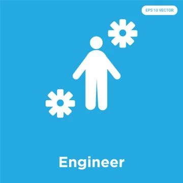 Engineer icon isolated on blue background Free Stock Illustration