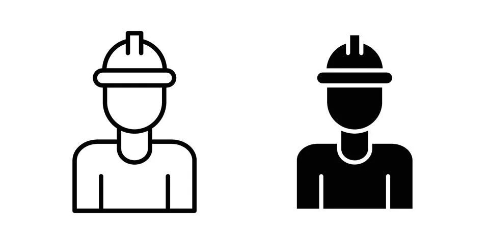 Engineer icon linear versions pack on white background Stock Illustration