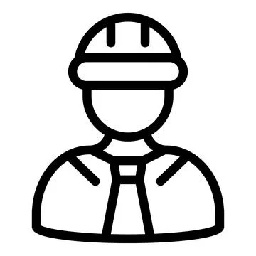 Engineer icon, outline style Stock Illustration