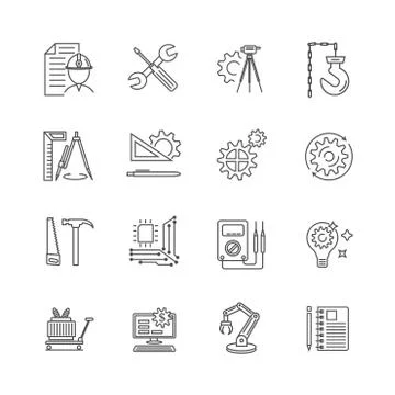 Engineer icon set Stock Illustration