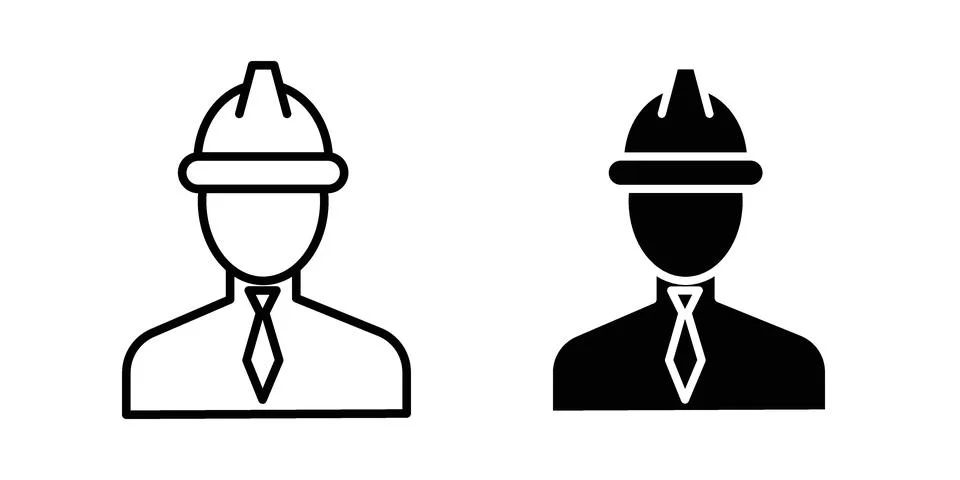 Engineer icon set modern line and solid style collection. Stock Illustration