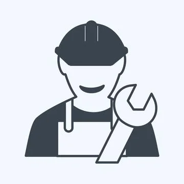Engineer Icon in trendy glyph style isolated on soft blue background 스톡 일러스트