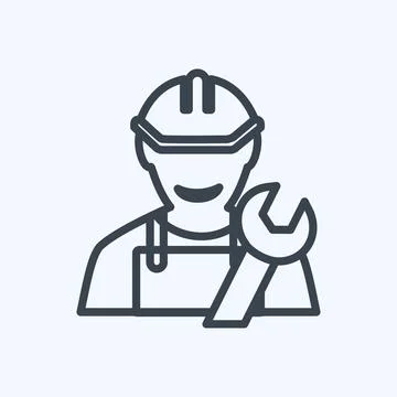 Engineer Icon in trendy line style isolated on soft blue background イラスト素材