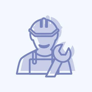 Engineer Icon in trendy two tone style isolated on soft blue background Stock Illustration