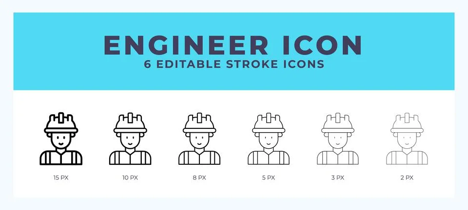 Engineer icon vector illustration. With editable stroke for web. App and more Illustrazione stock