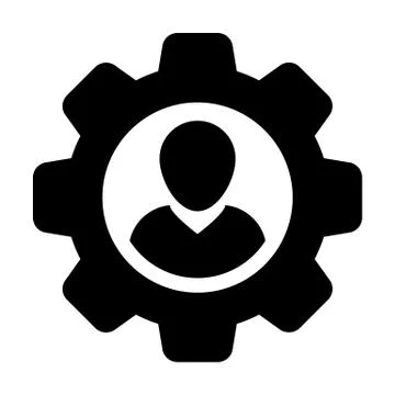 Engineer icon vector male user person profile avatar with gear cogwheel Stock Illustration