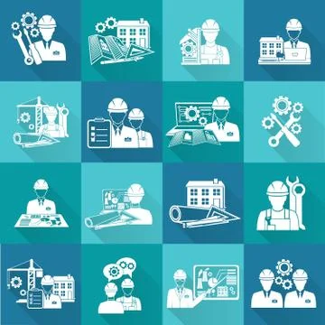 Engineer icon white Stock Illustration
