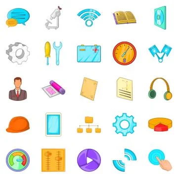 Engineer icons set, cartoon style イラスト素材