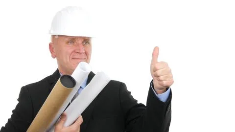 Engineer Image Smile and Make a Thumbs Up Hand Gestures Stock Photos