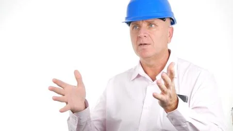 Engineer Image Talking Confident Gesticulate in a Business Meeting Stock Photos