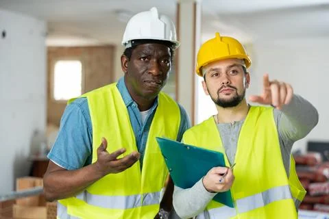Engineer indicate anything to work on construction site Stock Photos