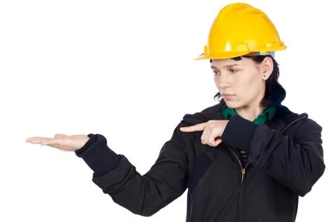 Engineer indicating a hand empty Stock Photos