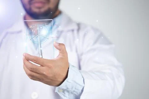 Engineer in industrial technology inspecting prototypes designed with virtu.. Stock Photos