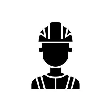 Engineer industry icon, vector illustration, black sign on isolated background Stock Illustration