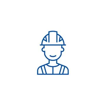 Engineer, industry line icon concept. Engineer, industry flat vector symbol 스톡 일러스트
