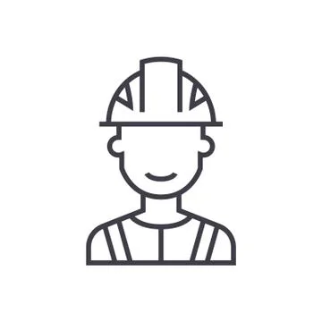 Engineer, industry vector line icon, sign, illustration on white background,  Stock Illustration