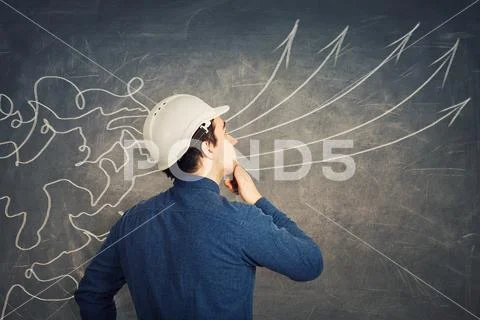 Engineer information processing Stock Photos