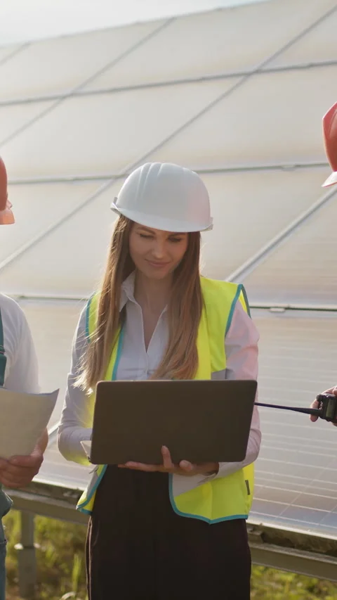 Engineer Inspecting Solar Panels Stock Footage 317160978
