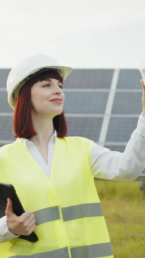 Engineer Inspecting Solar Panels Stock Footage 317427208