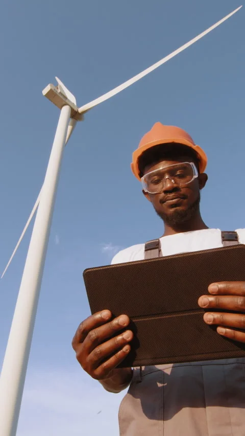 Engineer Inspecting Wind Turbine Stock Footage 318677199