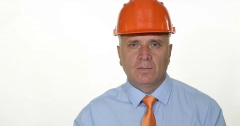 Engineer Inspector Look Confident TV Camera Interview Serious and Smiling Stock Footage 83656931