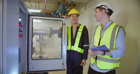 Engineer instructs a technician Stock Footage 338243765