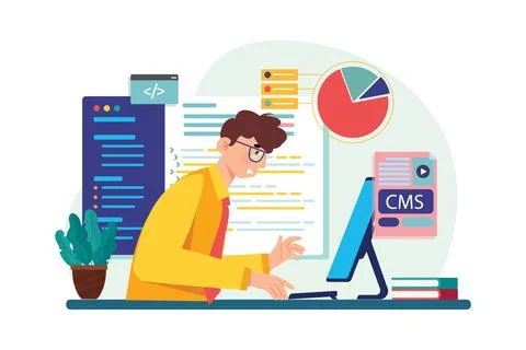 Engineer IT Specialist Programmer Man Work At Home 스톡 일러스트