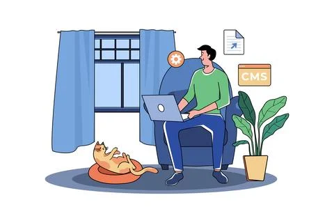 Engineer IT Specialist Programmer Man Work At Home Stock-Illustration