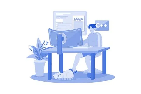Engineer IT Specialist Programmer Man Work At Home Stock Illustration
