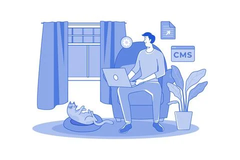 Engineer IT Specialist Programmer Man Work At Home Stock-Illustration