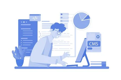 Engineer IT Specialist Programmer Man Work At Home Stock-Illustration