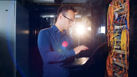 Engineer, IT specialist smiles at camera, close up. Video stock 98581146