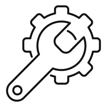 Engineer key gear icon, outline style Stock Illustration