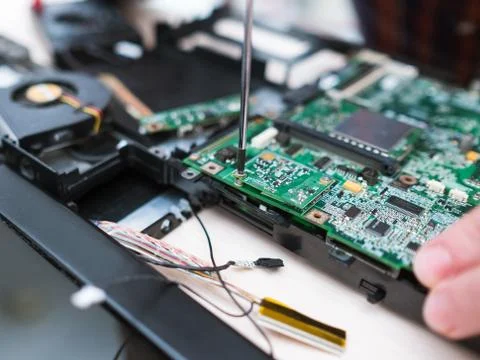 Engineer laptop technology science development Stock Photos