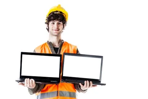 Engineer with laptops Stock Photos