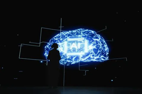 Engineer limiting AI autonomy using software interface to do risk mitigation Stock Photos