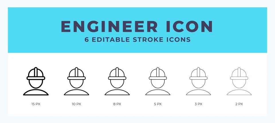 Engineer line icon illustrations with editable strokes. Illustrazione stock