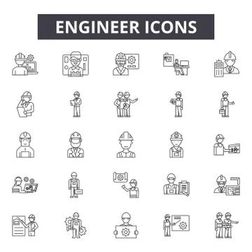 Engineer line icons for web and mobile design. Editable stroke signs. Engineer Stock Illustration