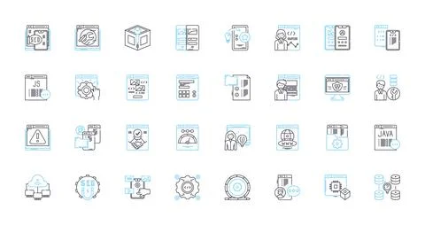 Engineer linear icons set. Innovation, Precision, Design, Problem-solving 스톡 일러스트