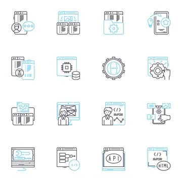 Engineer linear icons set. Innovation, Precision, Design, Problem-solving 스톡 일러스트