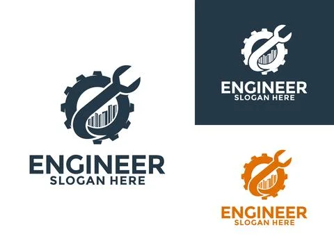Engineer Logo Design Vector, Engineering and Construction Building Logo Ico.. Ilustración de archivo