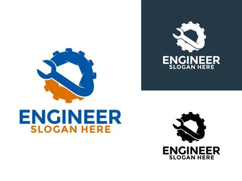 Engineer Logo Design Vector, Engineering and Construction Building Logo Ico.. Ilustración de archivo