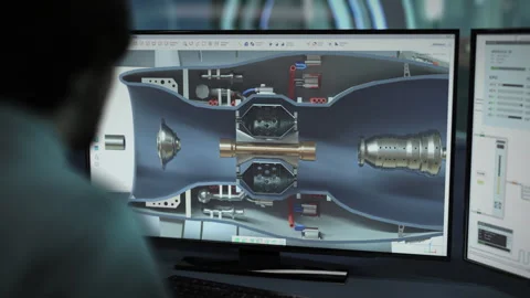 An engineer looking at the 3D model of the turbine in the digital program 動画素材 319672380