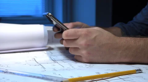 Engineer looking drawings on the tablet. Stock Footage 59507936
