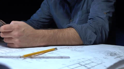 Engineer looking drawings on the tablet. Stock Footage 59508170