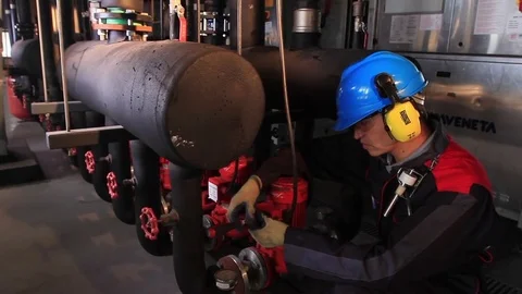 Engineer on machine Stock Footage 77044685