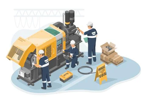 Engineer Maintenance concept failure machine isometric industrial Stock Illustration