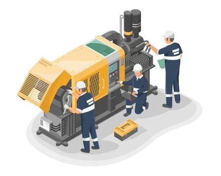 Engineer Maintenance failure machine isometric Illustrazione stock